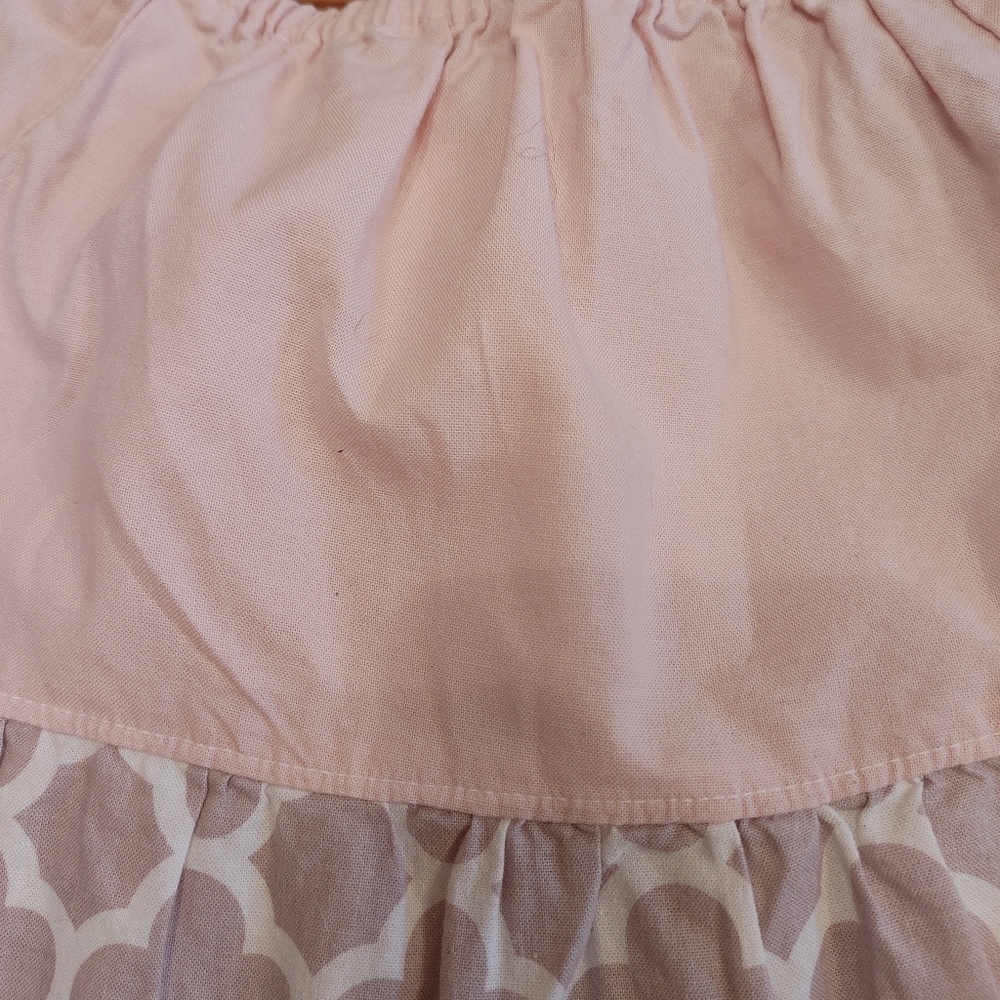 Girls Dress Pink Brown Ruffle Homemade - Picture 3 of 5